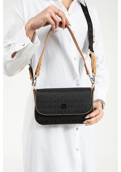 Just Polo Kadın Uzun Ayarlanabilir Askılı Şık El Ve Omuz Çantası Ebat : 23 X 14 Cm Shoulder Bag Siyah - Taba 86549238
