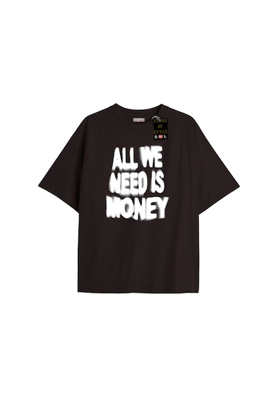 Flood Of Style All We Need Is Money Tshırt Oversıze Baskılı Tee Siyah