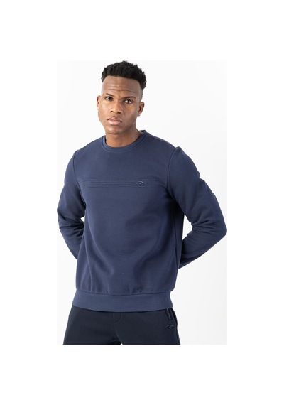 Maraton Sportswear Comfort Erkek Bisiklet Yaka Takma Kol Basic Açık Lacivert Sweatshirt 21836-açık Lacivert