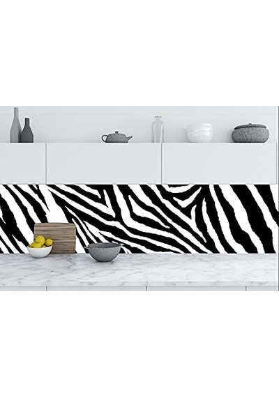 Mutfak Tezgah Arası Folyo Fayans Kaplama Folyosu Zebra Desen 60 X 300 Çok Renkli