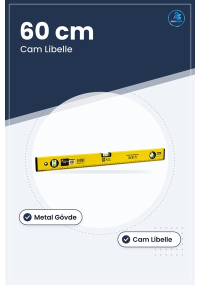 Su Terazisi 60 Cm Metal Gövdeli Cam Libelleli Yatay Dikey Ölçüm M