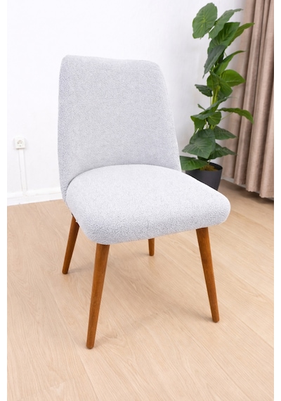 Mutfak Sandalye Kılıfı-büyük Oval Likral Kum Desen Yıkanabilir Lastikli Sandalye Örtüsü Chair Cover Taş - Gri