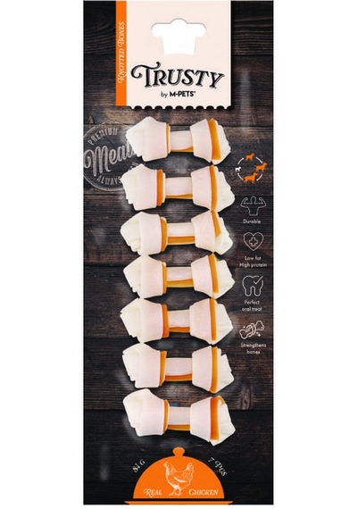 M-pets Trusty Chicken Tavuklu Düğüm Kemik 7li 84 Gr 6,4 Cm