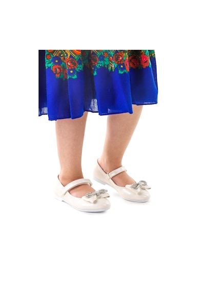 Kiko Kids Papyon Taşlı Cırtlı Kız Çocuk Babet Ayakkabı 254 Cilt Sedef 001