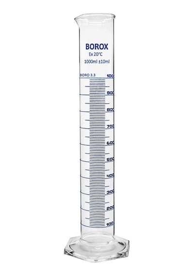 Cam Mezür 1000 Ml - Uzun Form - Mavi Skala - Borosilikat 3.3