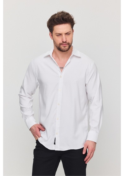 Yxc Trend Maker Oversize Rahat Kesim Erkek Gömlek Beyaz