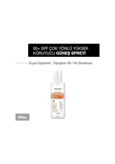 Dermokil Sun Spray Çok Yönlü Güneş Koruyucu Spf50 200 Ml