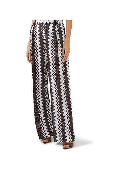 Missoni Zigzag Desenli Geniş Paça Pantolon Koyu Kahverengi