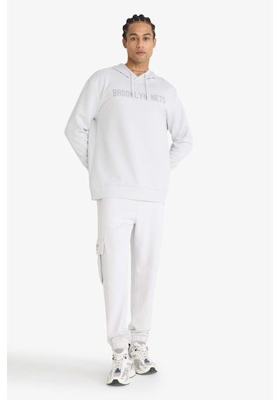 Defacto NBA Brooklyn Nets Standart Fit Kapüşonlu Jakarlı Sweatshirt C8916AX24AU Gri