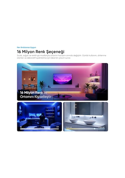 Şımart Akıllı Neon Led Şerit, 5 Metre, Rgb Çok Renkli, İç Mekan
