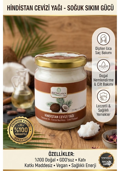 Life Hindistan Cevizi Yağı 210 Ml - %100 Doğal Soğuk Sıkım - Saç, Cilt Ve Yemeklik
