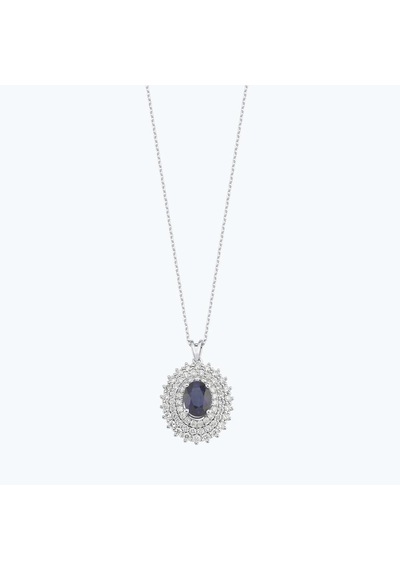 Altınbaş Pırlanta Safir Oval Kolye Pehl015s14k-1