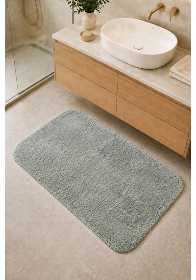 Kaymaz Jel Tabanlı Yıkanabilir Peluş Yumuşak Dokulu Dekoratif Tekli Banyo Paspası 60x100 Cm Çok Renkli