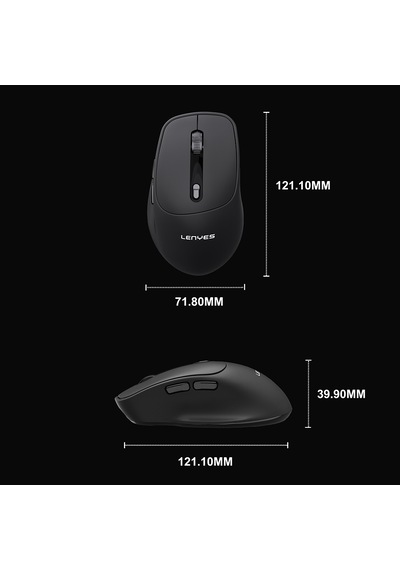 Lenyes Ws105 Sessiz Buton Tasarımlı Çift Bluetooth Bağlantılı 2.4g Kablosuz Mouse 1600 Dpı Siyah Ws105
