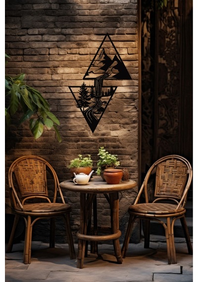 Doğa Temalı Tablo Dağ Dekoratif Duvar Dekoru Mdf Tablo Siyah - 736703048 Siyah