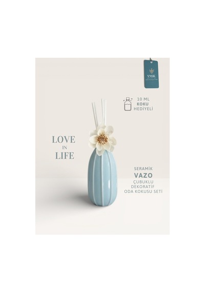 Chacha Home Luxury Love İn Life İthal Seramik Vazo Çubuklu Dekoratif Oda Kokusu Seti Oda Kokusu Hediyeli Parfümlü