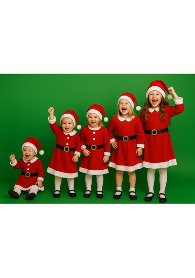 Parti Selesi Kız Çocuk Noel Elbise Noel Baba Kıyafeti Noel Kostümü Yılbaşı Yeni Yıl Kırmızı