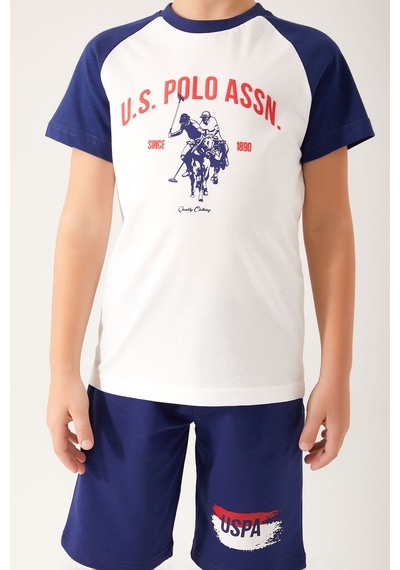 U S Polo Assn Silky Natural Krem Erkek Çocuk Bermuda Takım