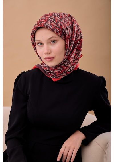 Silk Home Aura Eşarp 140006-05 Kırmızı, Acı Kahve, Vizon, Bordo
