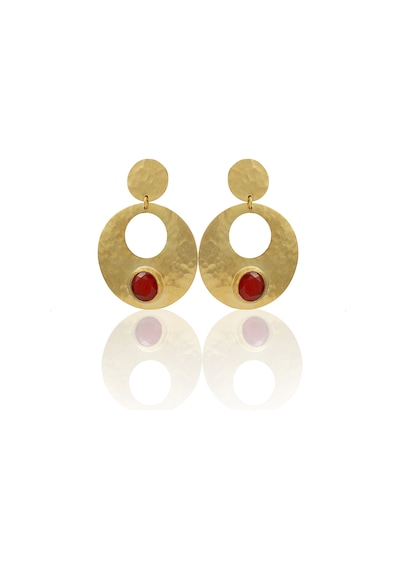 Kadir Jewellery 22 Ayar Altın Kaplama Vintage Küpe -el İşçiliği Ve Hipoalerjenik Küpe Kırmızı 62394014