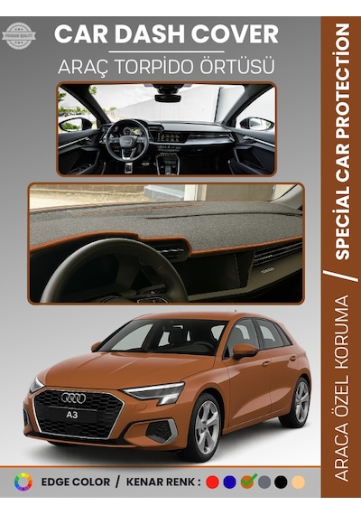 Audi A3 2020+ Torpido Örtüsü Ön Göğüs Koruma Torpido Koruma Araca Özel Kaymaz Kolay Montaj - 366 Stiloto