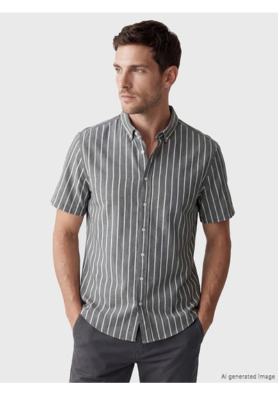 Lcwaıkıkı Classic Kahverengi Regular Fit Çizgili Oxford Erkek Gömlek