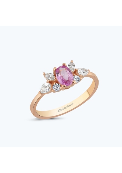 Altınbaş Pırlanta Pembe Safir Oval Yüzük Erm1147ps-14k
