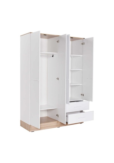 adoremobilya Base 4 Kapılı 2 Çekmeceli Gardırop-Italyan Meşe / Beyaz adoremobilya Base 4 Kapılı 2 Çekmeceli Gardırop-Italyan Meşe / Beyaz