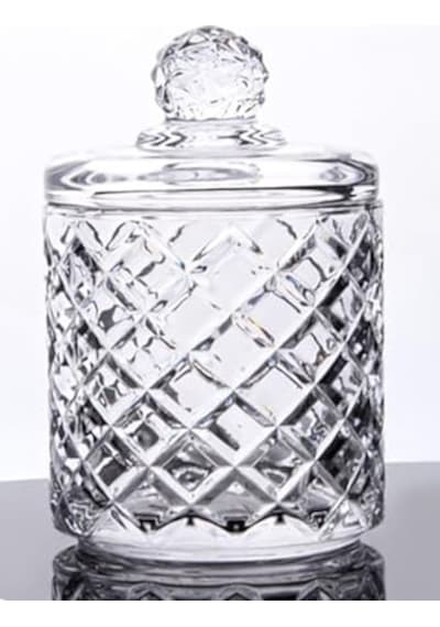 Lüx Kristal Büyük Cam Şekerlik &amp Cam Lokumluk, Kesme Cam Lüx Şekerlik 13cm 7.8cm - 06637 Genel