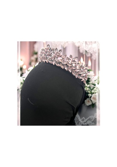 Kristal Taşlı Zarif Gelin,kına,nişan,söz,after,bride,party Taç Pembe - 707821550 Pembe