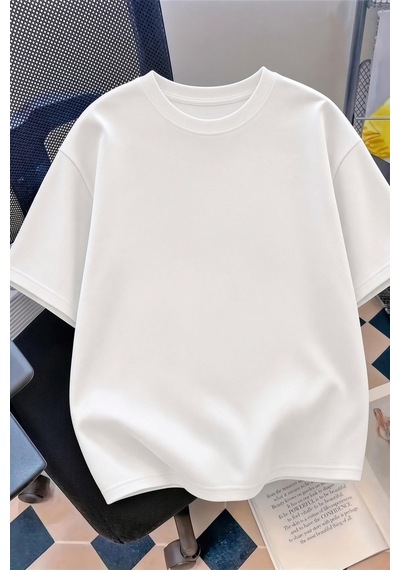 Kedi Kalp Desenli Oversize/rahat Kesim Kısa Kollu T-shirt Beyaz