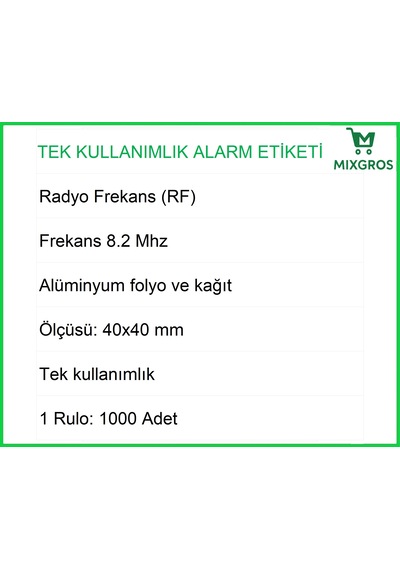 4x4 Cm Barkodlu Alarm Etiketi Rf Radyo Frekans 1 Rulo: 1000 Adet