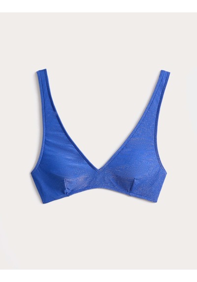 Marks & Spencer Parlak V Yaka Bikini Üstü Saks Mavisi