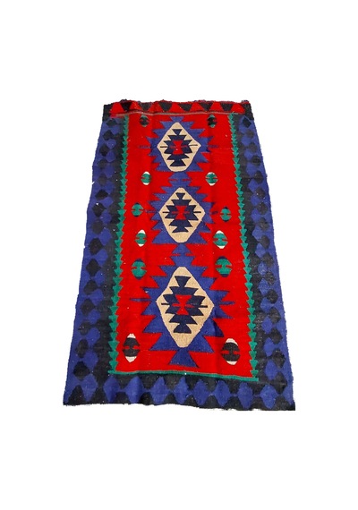 Antika Kafkas Esintili El Dokuma Yün Kilim 80x140 Cm Çok Renkli