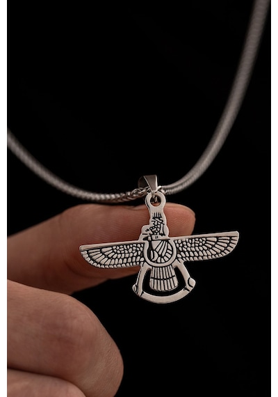 Ahura Mazda Model Unisex Çelik Kolye - Sevgiliye - Eşe - Babaya - Arkadaşa Hediye Kolye