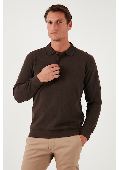 Buratti Pamuk Karışımlı Regular Fit Erkek Polo Yaka Kazak 456223 Kahve Buratti Pamuk Karışımlı Regular Fit Erkek Polo Yaka Kazak 456223 Kahve