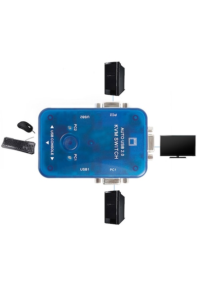 Alfais 4949 Auto Otomatik Usb Kvm Switch 2 Port Çoklayıcı