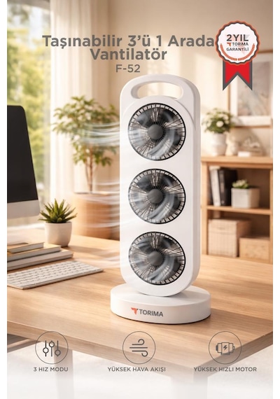 Şarjlı Masaüstü Vantilatör 3 Fanlı Kule Tipi Taşınabilir Fan F52 Beyaz Siyah Şarjlı Masaüstü Vantilatör 3 Fanlı Kule Tipi Taşınabilir Fan F52 Beyaz Siyah