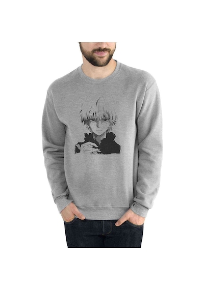 Anime Tokyo Ghoul Anteiku Baskılı Gri Erkek Örme Sweatshirt (530950098)
