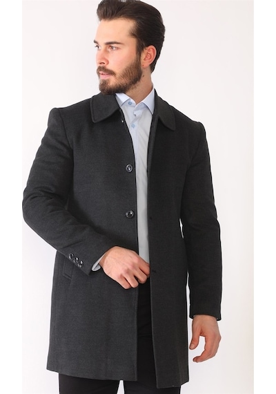 Plt8364 Dewberry Erkek Palto-Antrasit