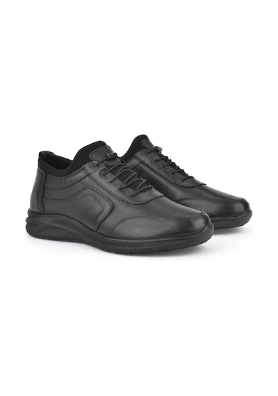 Ziya, Erkek Hakiki Deri Sneaker 143423z69 Siyah Siyah