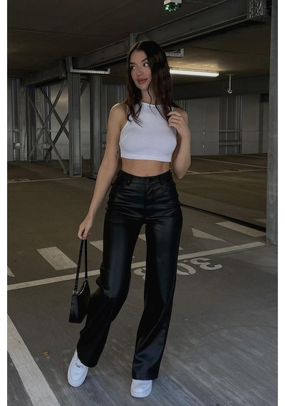 Madmext Mad Girls Siyah Deri Pantolon Mg1316-siyah Siyah