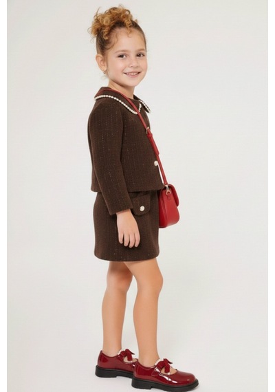 My Kids Wear Kız Çocuk Bayramlık İnci Detaylı Tüvit Takım 12543 Kahverengi My Kids Wear Kız Çocuk Bayramlık İnci Detaylı Tüvit Takım 12543 Kahverengi