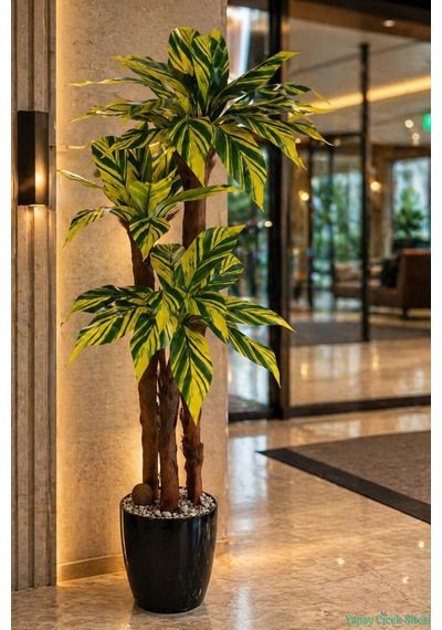 Yapay Çiçek Sitesi 3 Gövdeli Yapay Botanik Ağaç 130 Cm Sarı - Yeşil Sarı-yeşil