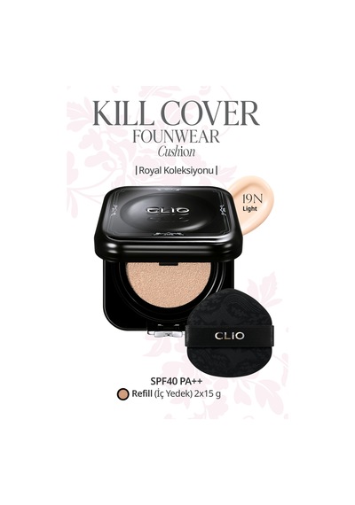 Cıca İçerikli, Yüksek Kapatıcı Yarı Mat Clıo Kill Cover Founwear Cushion Set 19c Light Spf40pa++
