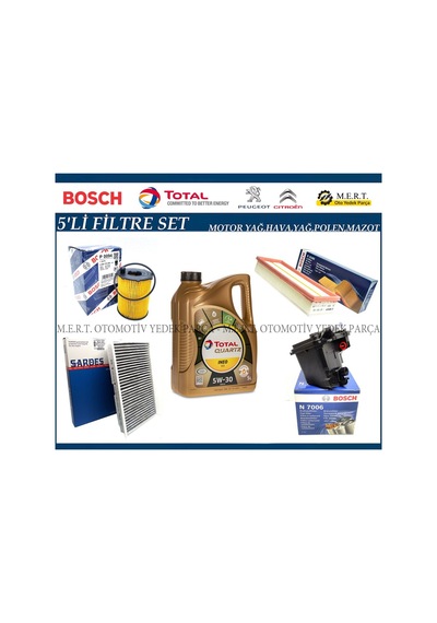 Peugeot 308 1.6 Hdi Filtre Bakım Seti + Motor Yağı (2007-2010)