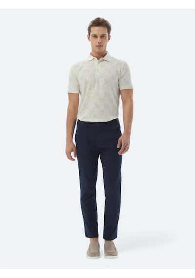 Kip Lacivert Dokuma Regular Fit Casual Pamuk Karışımlı Pantolon Lacivert --