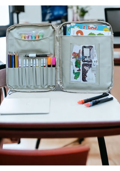 Next Craft Evrak Çantası Kalemlik Ve Defter Çocuklar İçin Etkinlik Ve Aktivite Çantası Bej