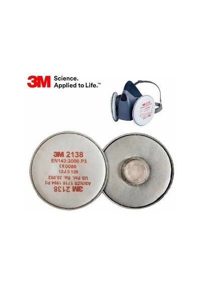 3m 2138 Partikül Filtresi Bayonet Bağlantılı, P3 R Filtreli
