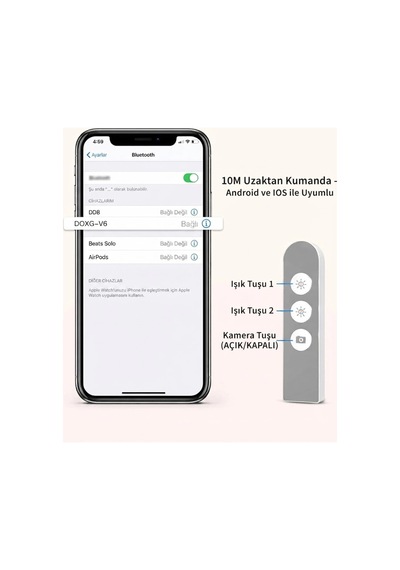 Hymark Canlı Yayın Braketi Çok Fonksiyonlu Led Işıklı 360 Derece Kumandalı Selfie Telefon Standı Çok Renkli